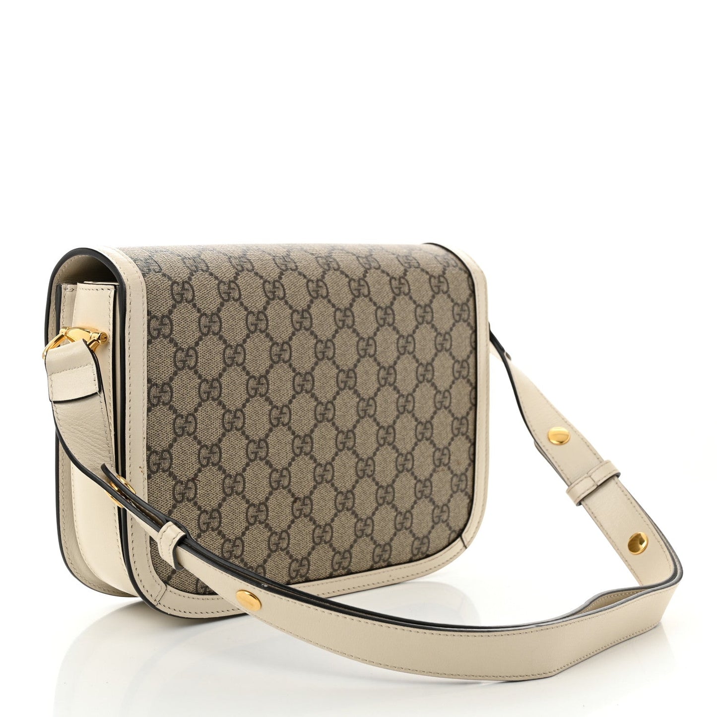 Gucci GG Supreme Monogram Horsebit 1955 Shoulder Bag Beige Mystic White