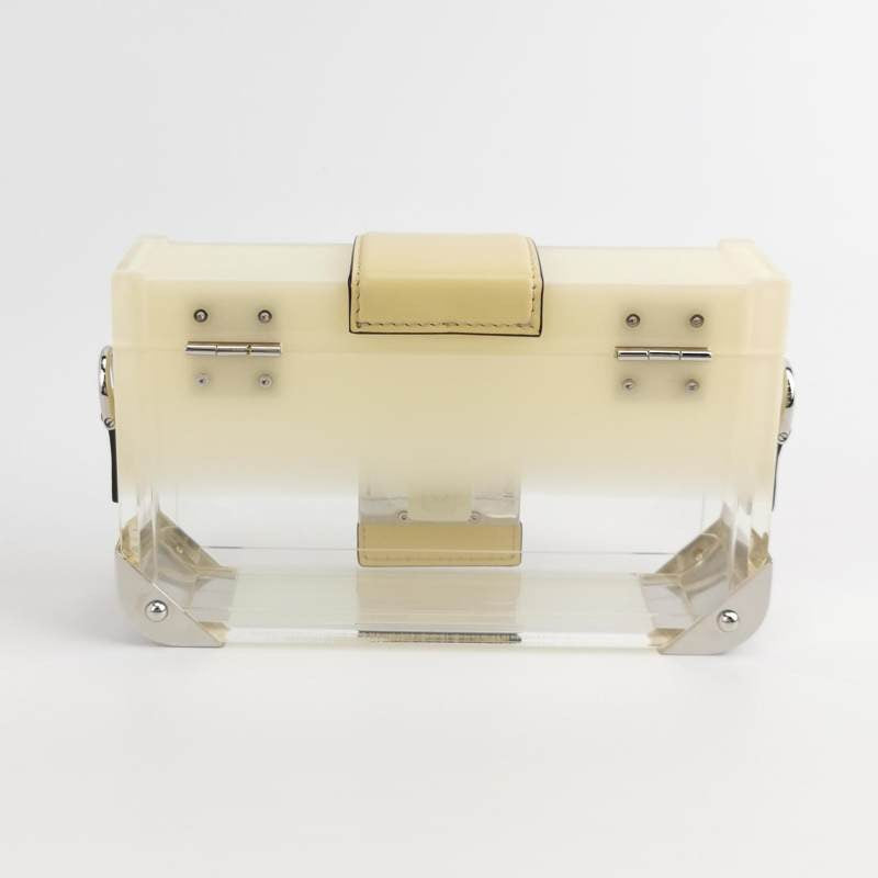 Fendi Baguette Mini Box Yellow/Clear Acrylic Plexiglass and Leather Crossbody Bag