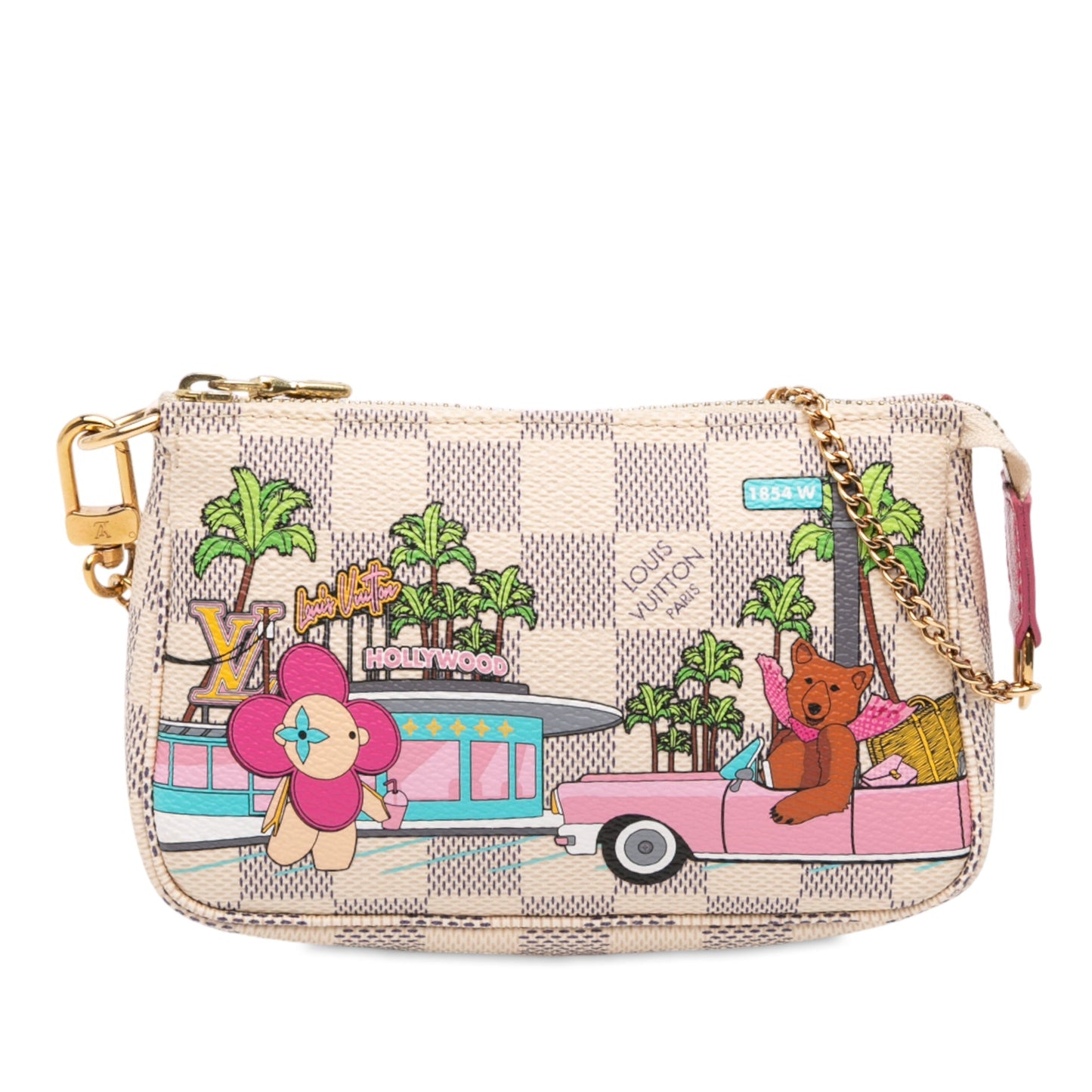 White Louis Vuitton Damier Azur Animation Hollywood Mini Pochette Accessoires Handbag