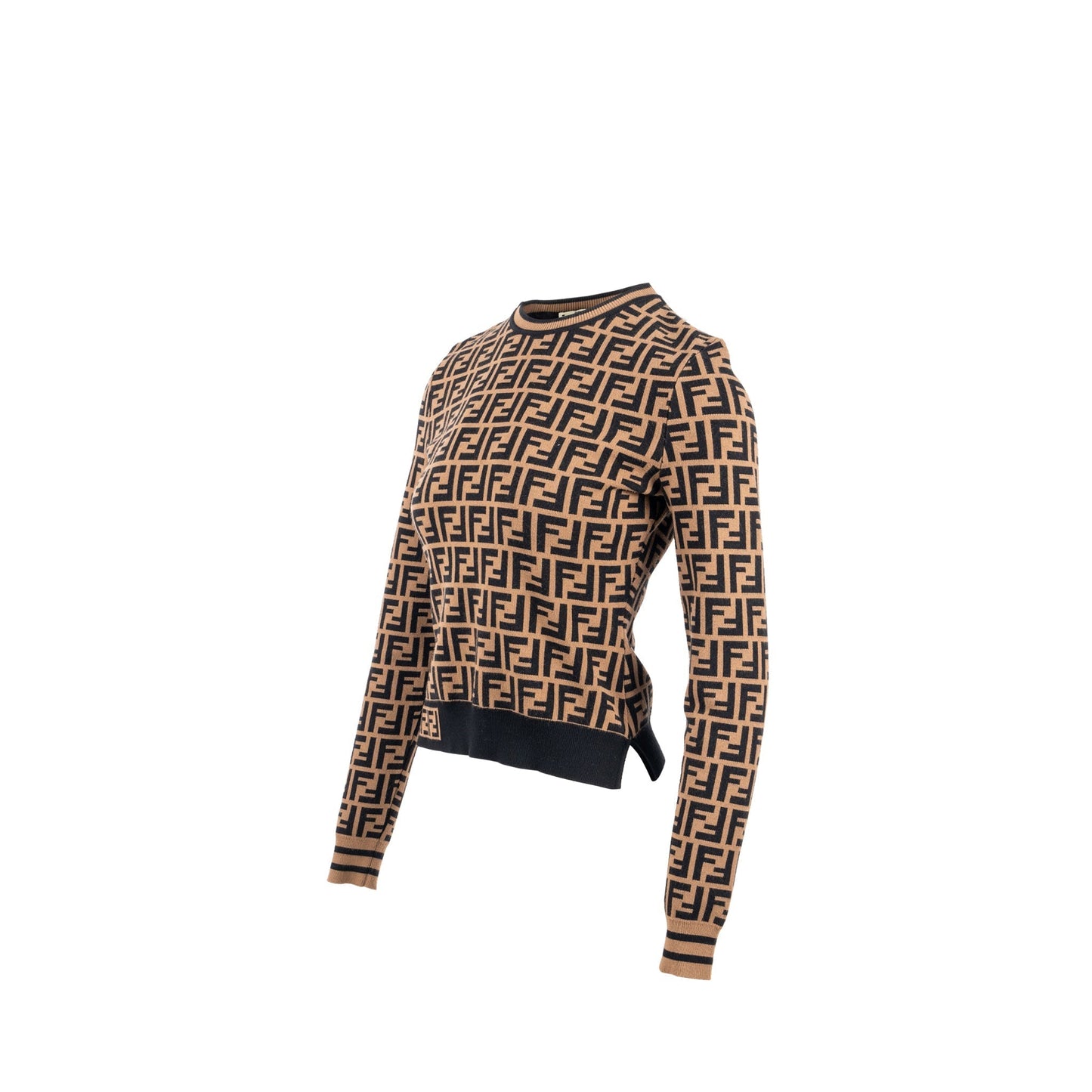 Fendi Size 36 Sweater Viscose/Polyester Brown/Black