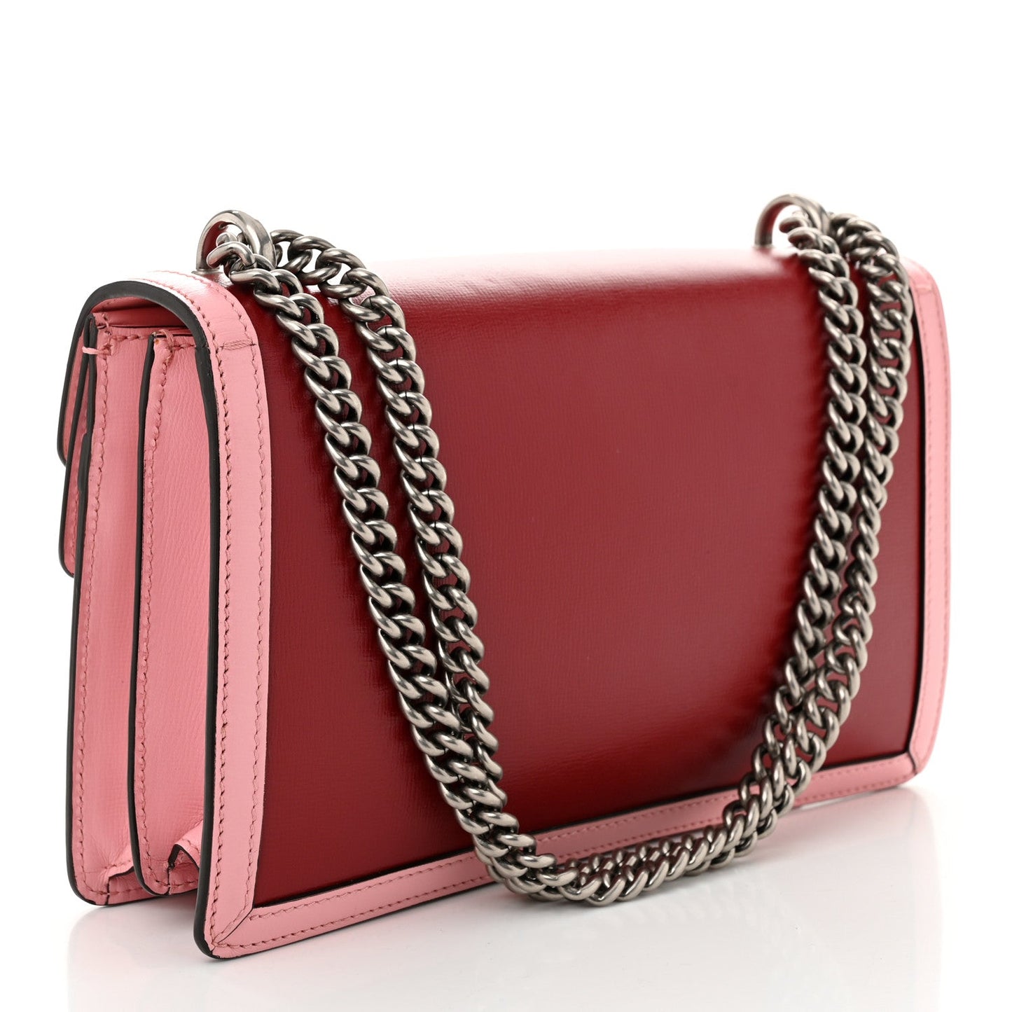 Gucci Azalea Calfskin Enamel Small Dionysus Shoulder Bag New Cherry Red Wild Rose Off White