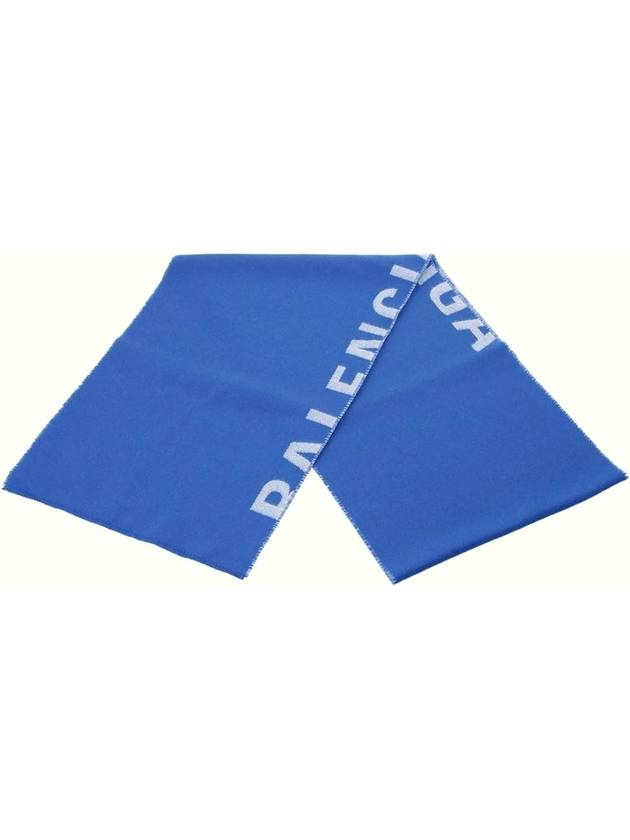Luxury Balenciaga Trending 2026 Logo Wool Muffler Blue