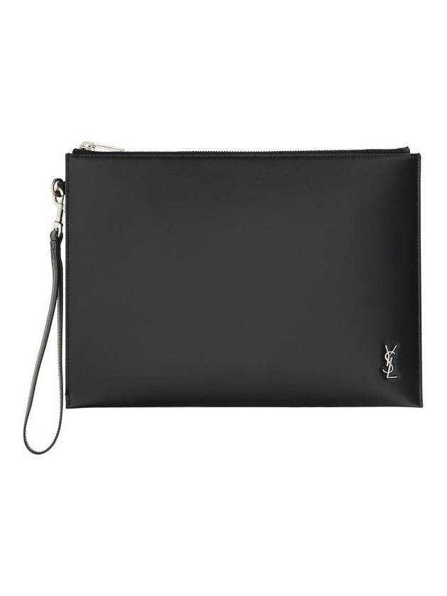 Luxury Saint Laurent Trending 2025 Tiny Monogram Silver Clutch Bag Black