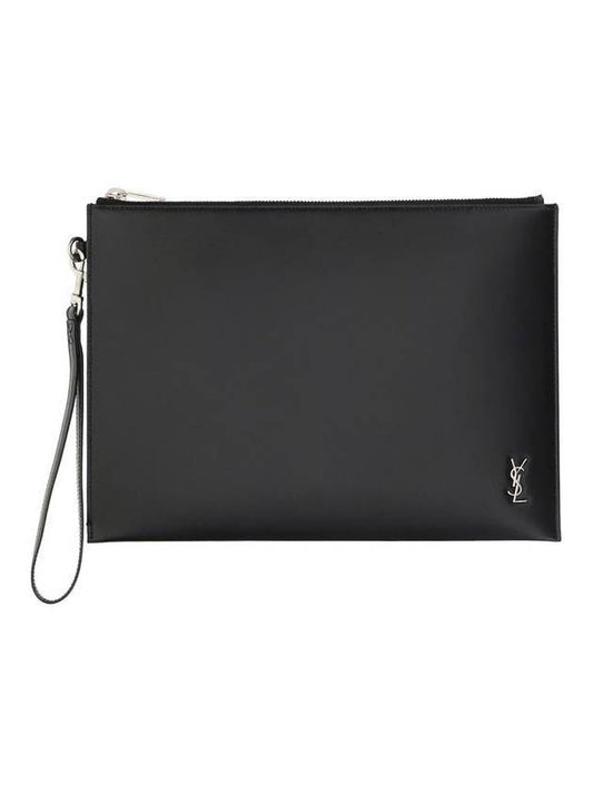 Luxury Saint Laurent Trending 2025 Tiny Monogram Silver Clutch Bag Black