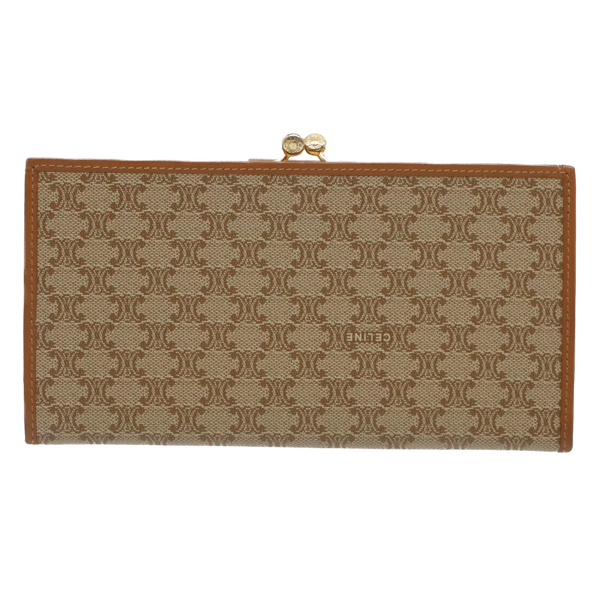 Luxury CELINE Macadam Canvas Long Wallet Beige  51307