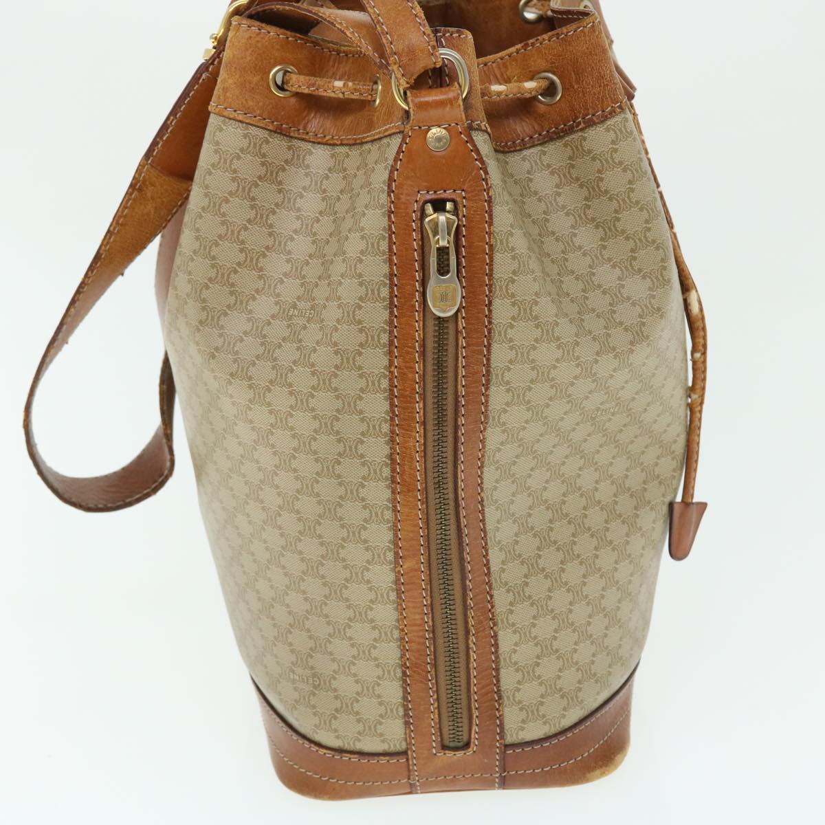 Luxury CELINE Macadam Canvas Shoulder Bag Beige  51313