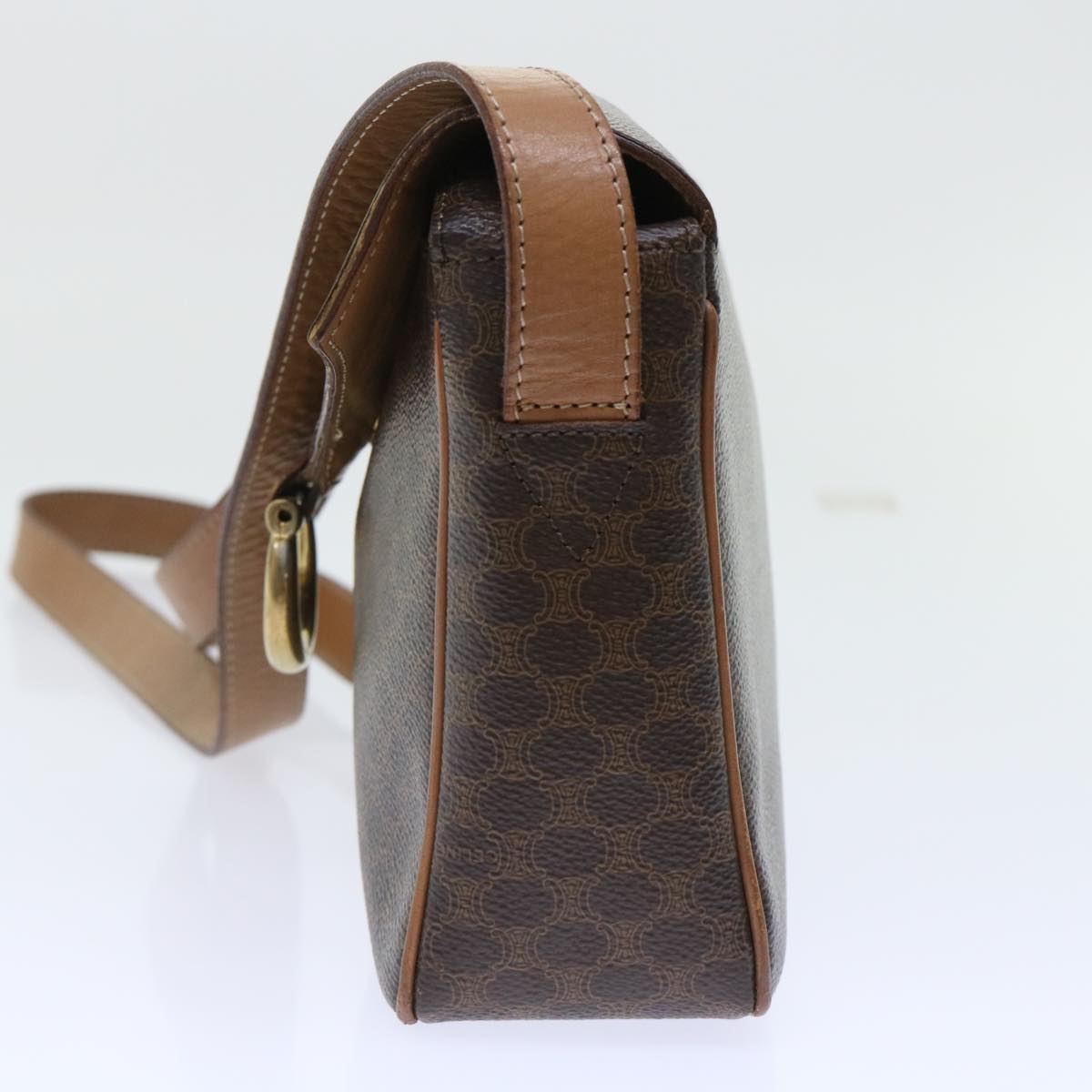 Luxury CELINE Macadam Canvas Shoulder Bag PVC Leather Brown  51453
