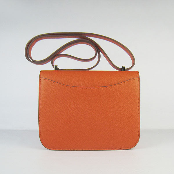 Luxury Hermes Constance Cowskin Leather Bag H017 orange silver