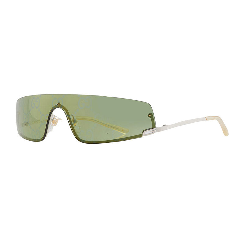Gucci Sunglasses Shield Semi Rim, Shiny Silver Frame and Grey Lens GG1561S001