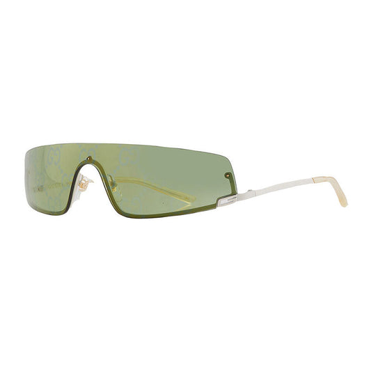 Gucci Sunglasses Shield Semi Rim, Shiny Silver Frame and Grey Lens GG1561S001