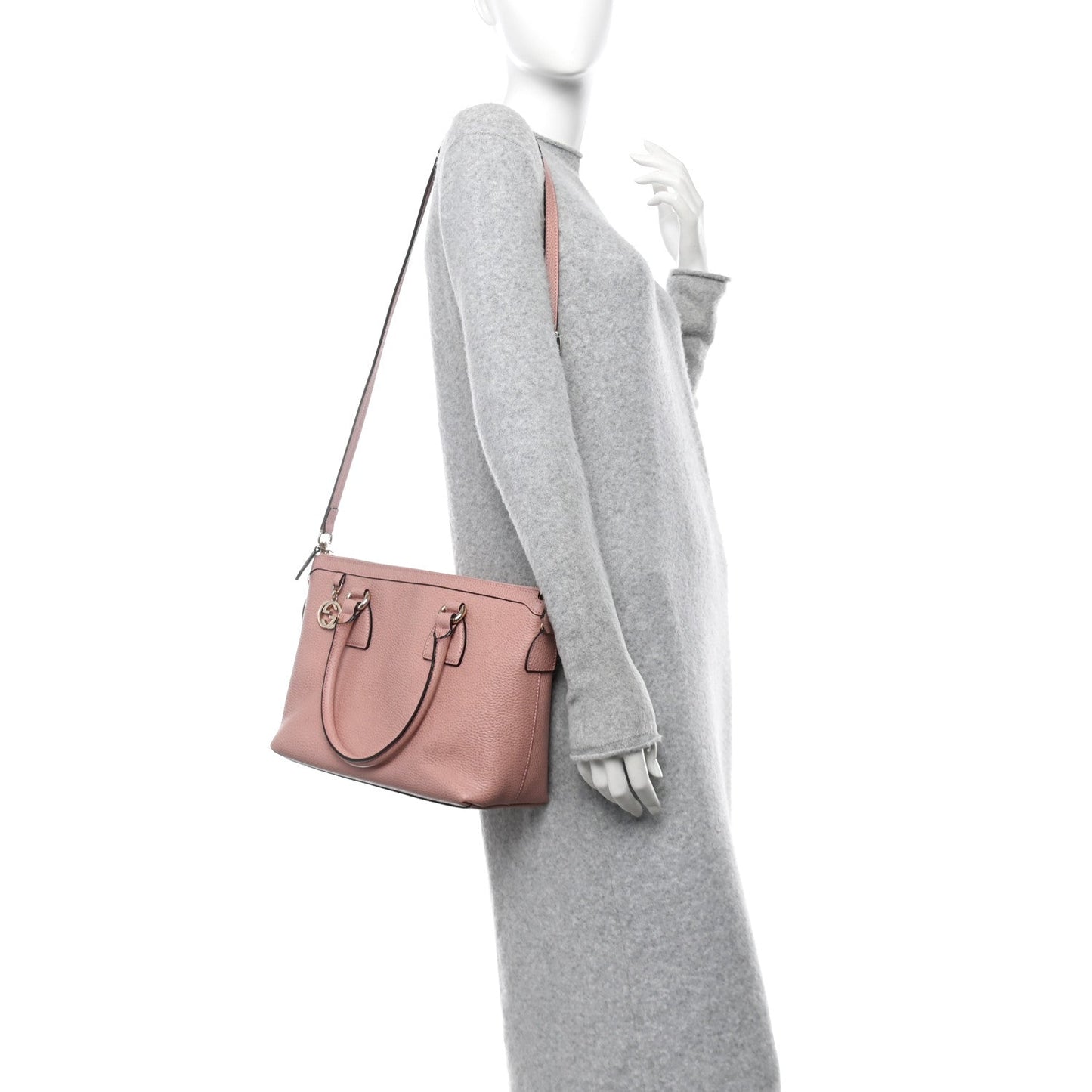 Gucci Dollar Calfskin GG Charm Satchel Soft Pink