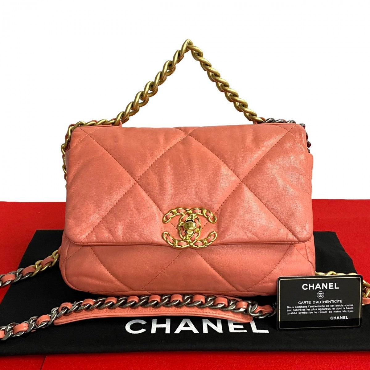 CHANEL Shoulder Bag lambskin pink COCO Mark Matrasse chanel 19 Women