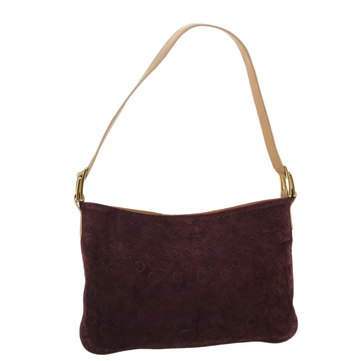 Luxury CELINE C Macadam Canvas Shoulder Bag Wine Red  51976