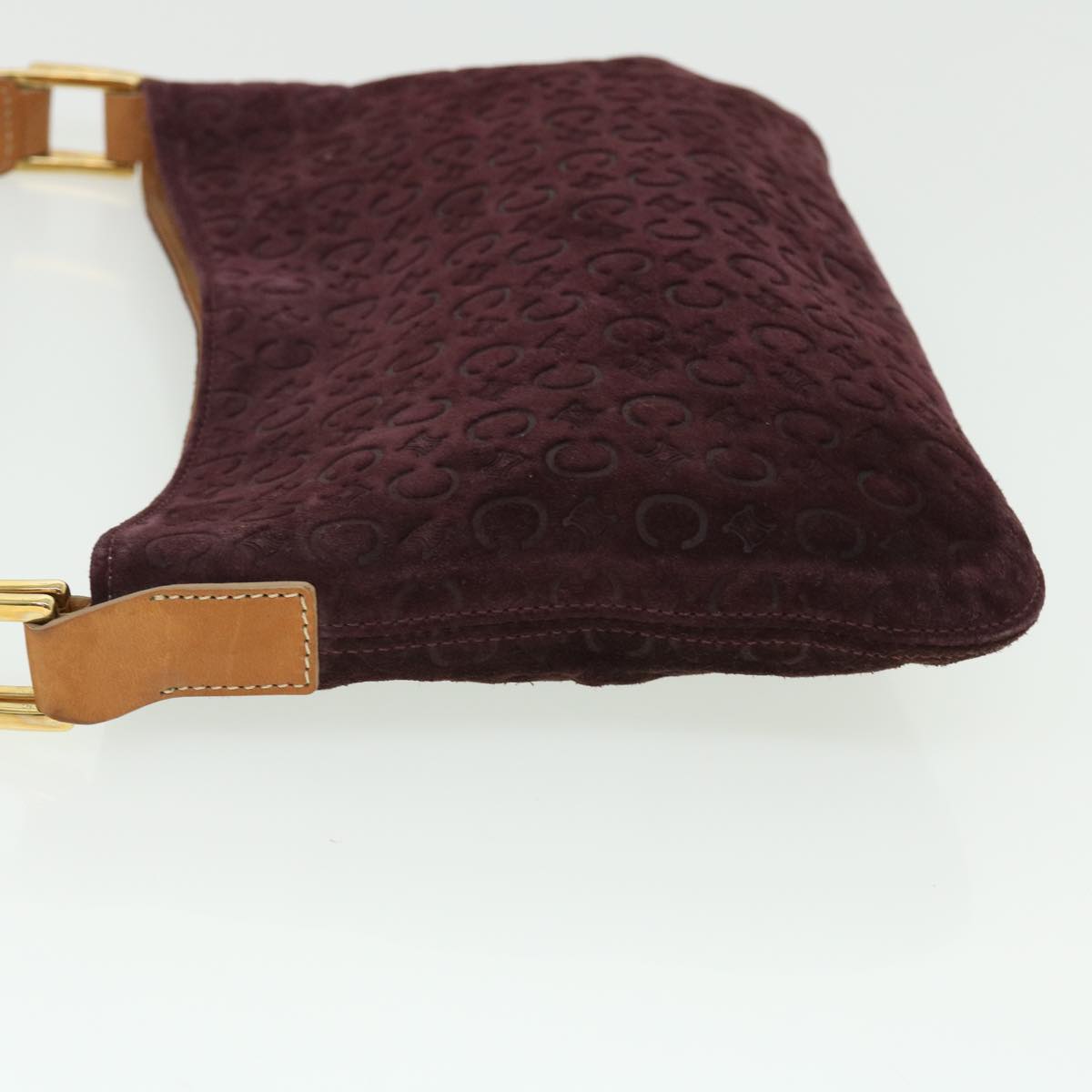 Luxury CELINE C Macadam Canvas Shoulder Bag Wine Red  51976
