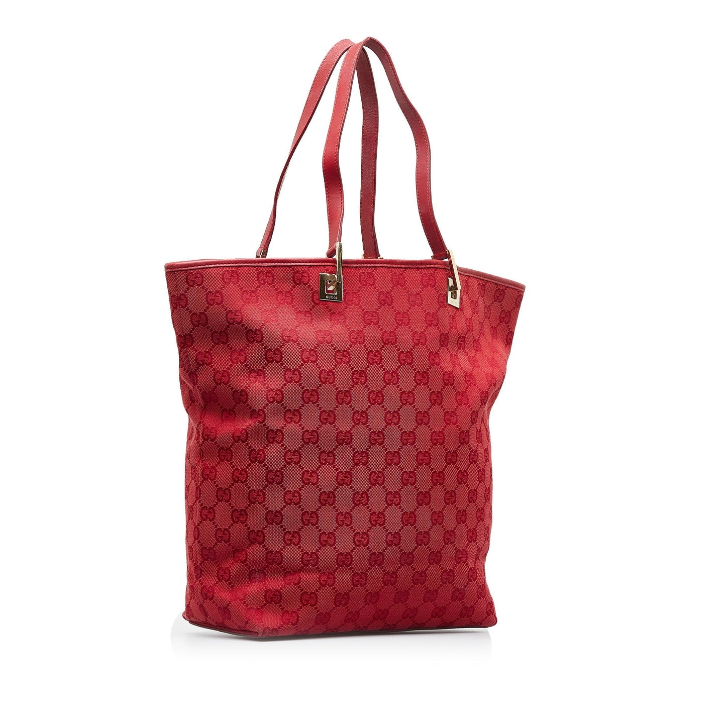 Gucci Red Leather Canvas Tote Style 2