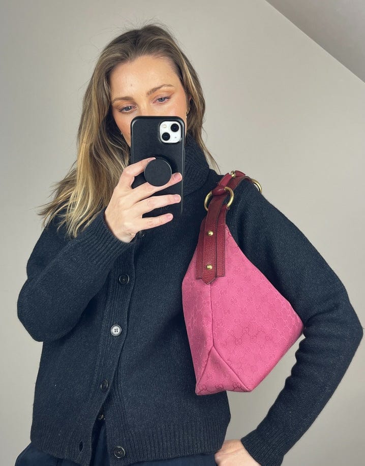 Gucci Leather Canvas Shoulder Bag Style 17