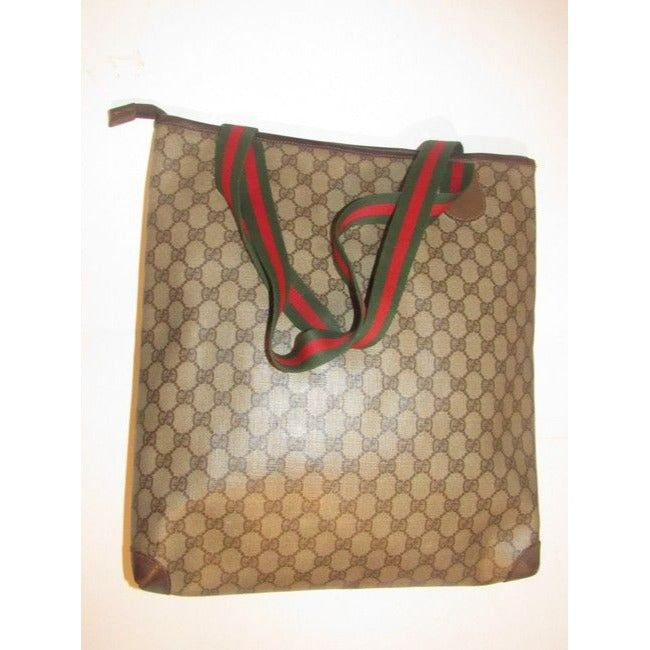 Gucci Vintage Pursesdesigner Purses Leather And Large G Logo Print Coated Canvas In Shades Of Brown