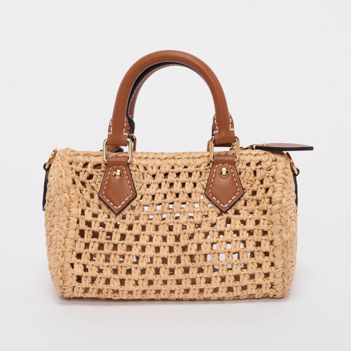 Louis Vuitton Tan Leather & Raffia Nano