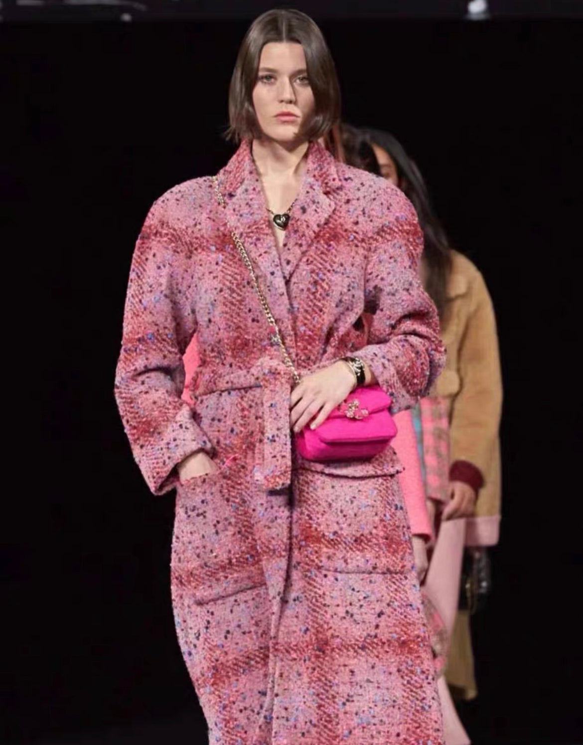 Chanel 22k pink tweed mini flap bag