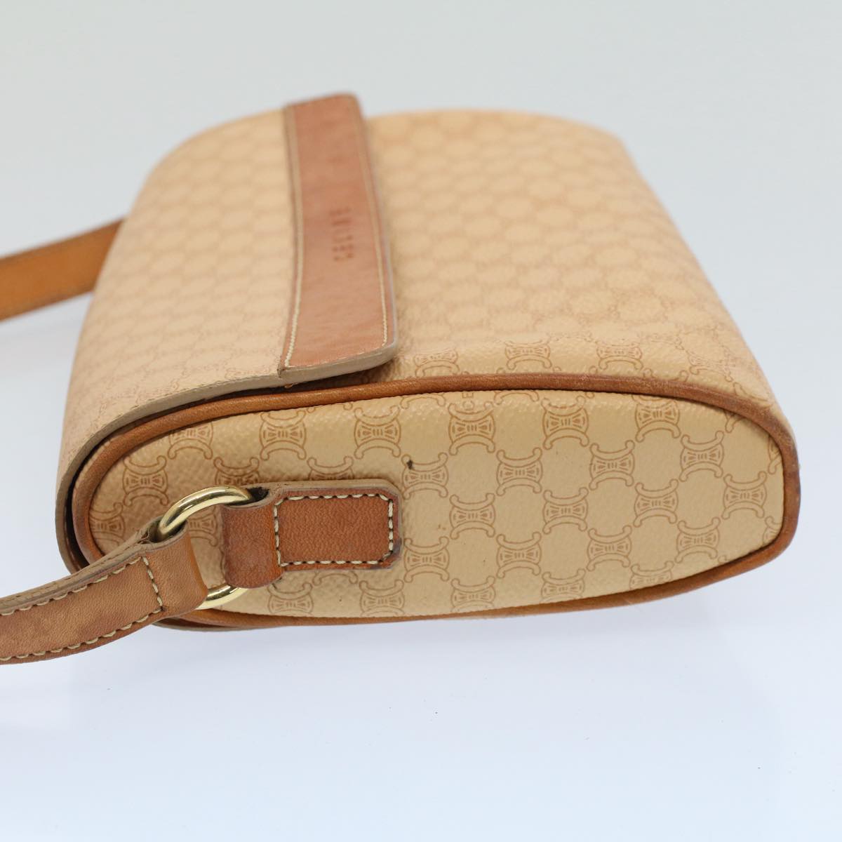 Luxury CELINE Macadam Canvas Shoulder Bag PVC Leather Beige  52441