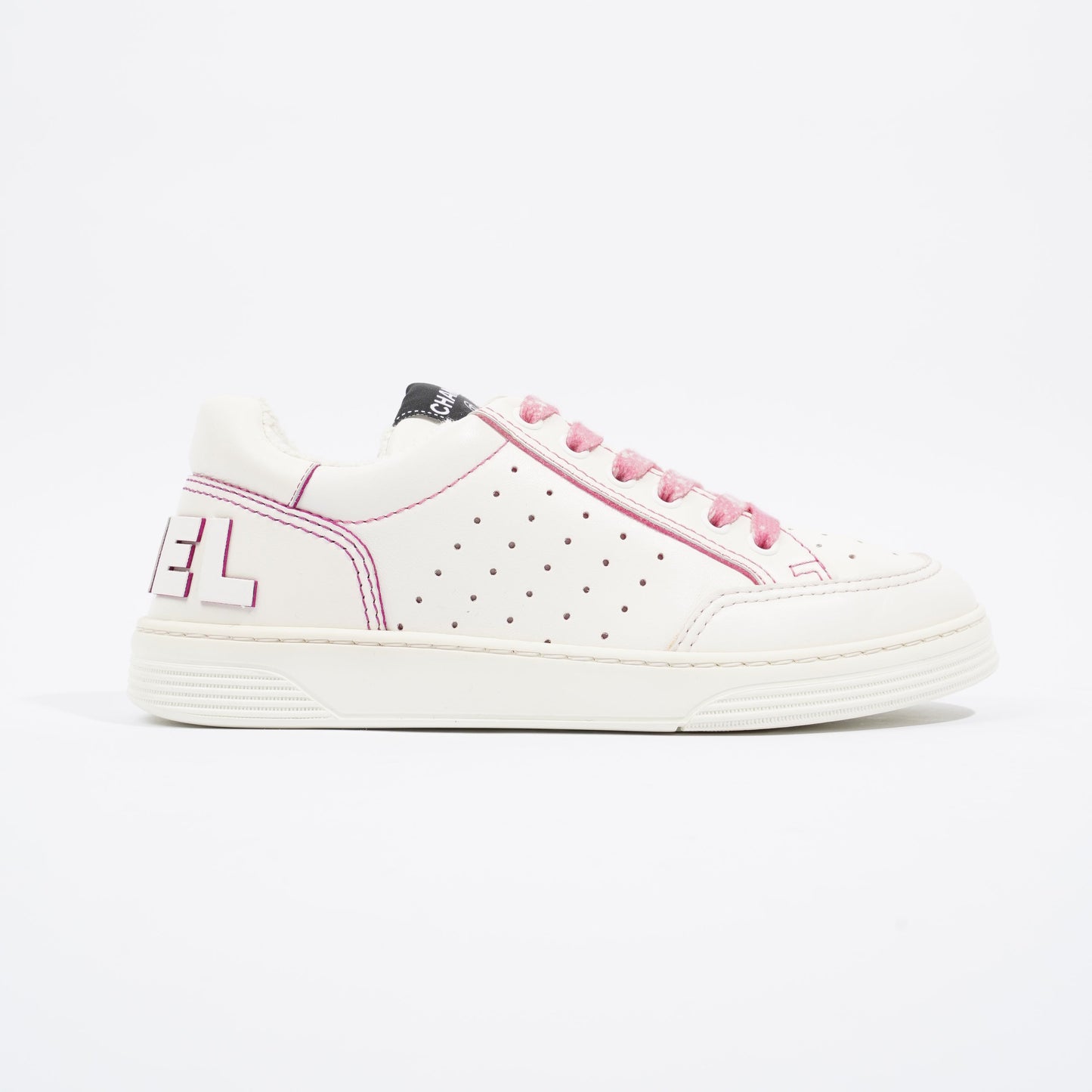 Chanel Chanel Logo White   Pink Calfskin Leather EU 37 UK 4