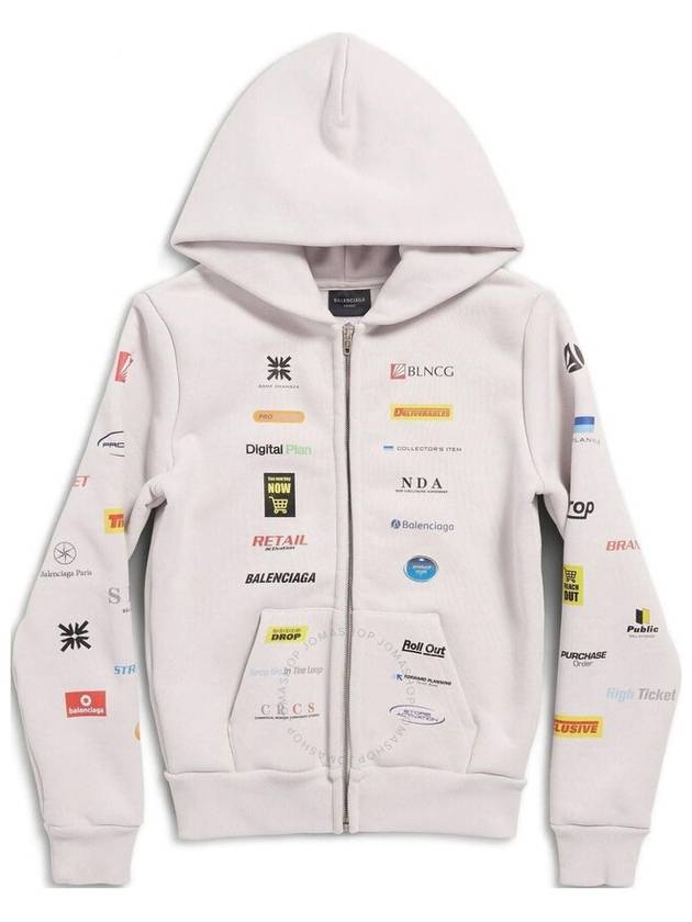 Luxury Balenciaga Trending 2026 Business English Zip-Up Hoodie Offwhite