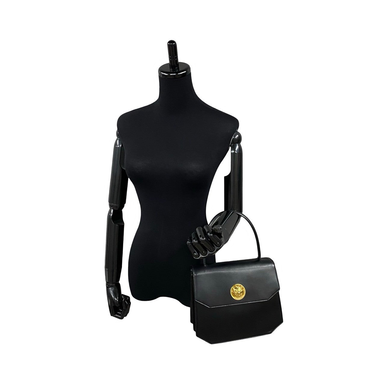 CELINE Handbag leather black Star Ball Circle Metal Women