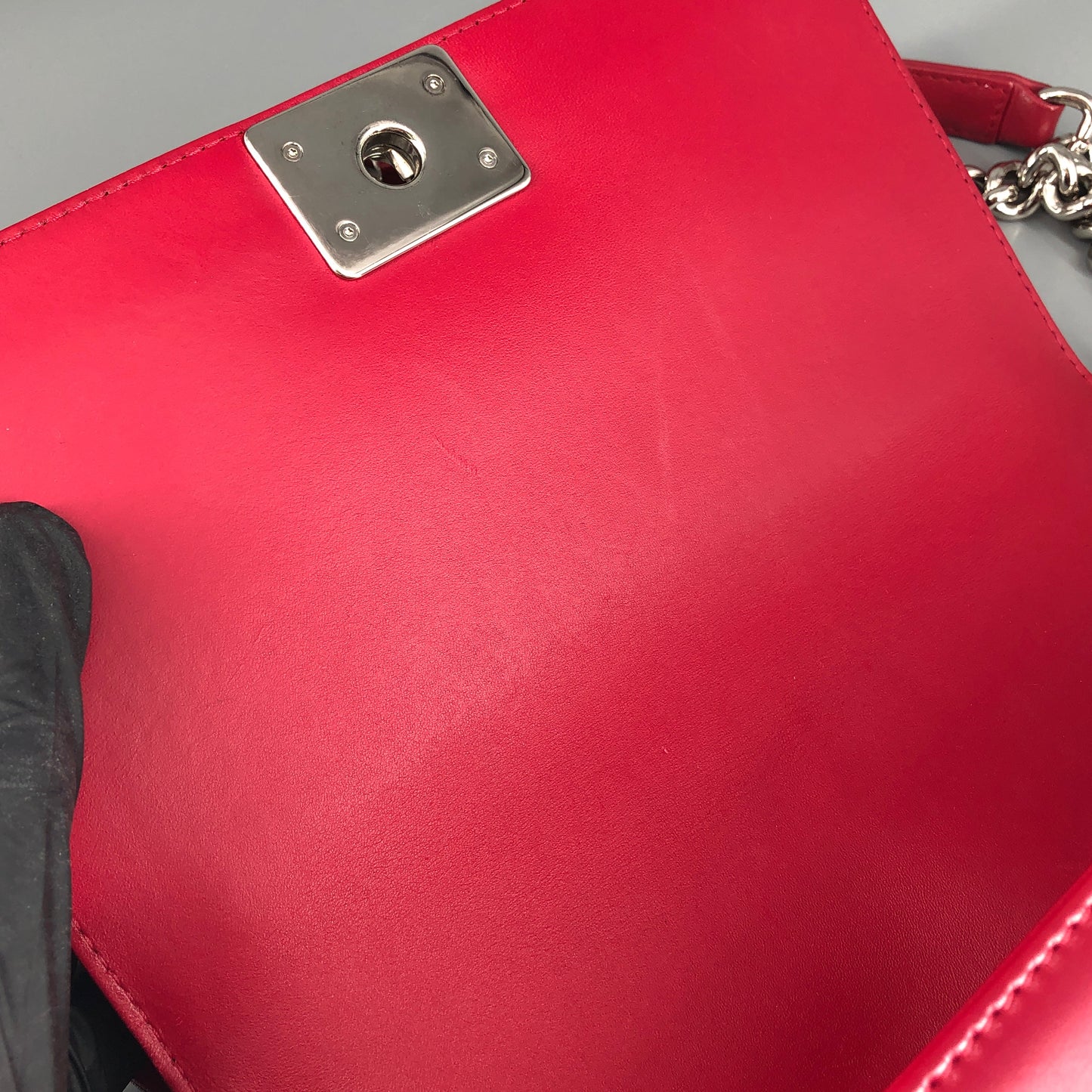 Chanel Boy Perforated Lambskin Quilted Shoulder Bag Hot Pink
