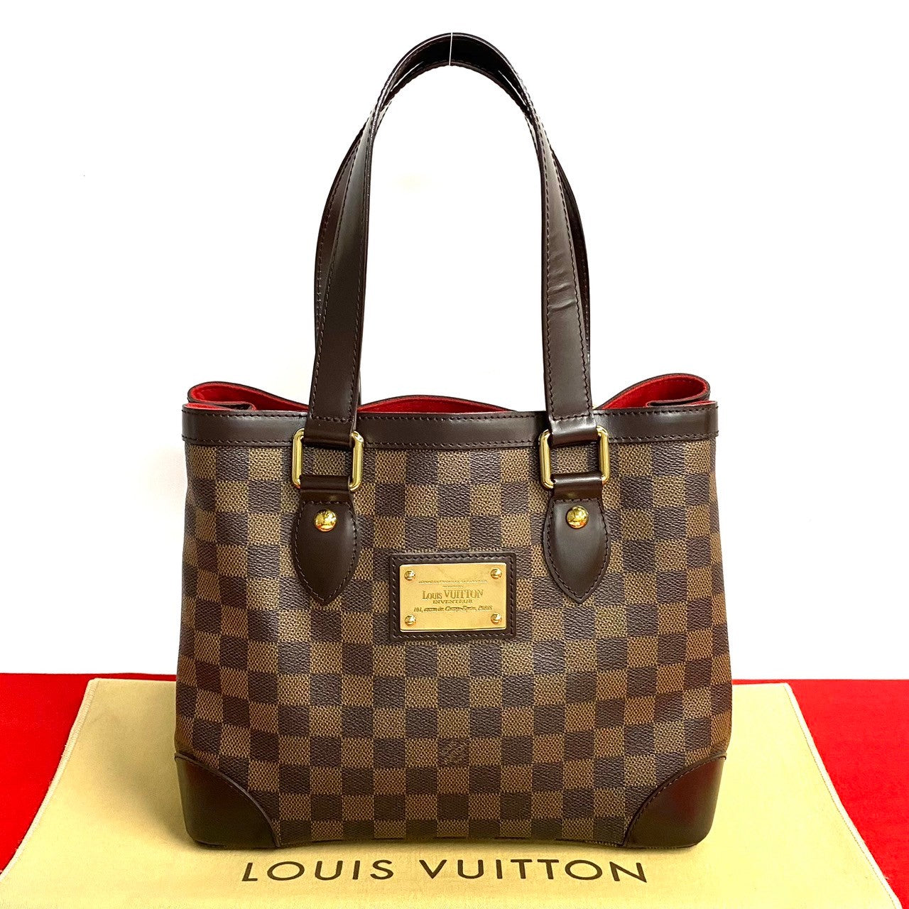 LOUIS VUITTON Tote Bag N51205 Leather, PVC Brown Damier Hamstead PM Women