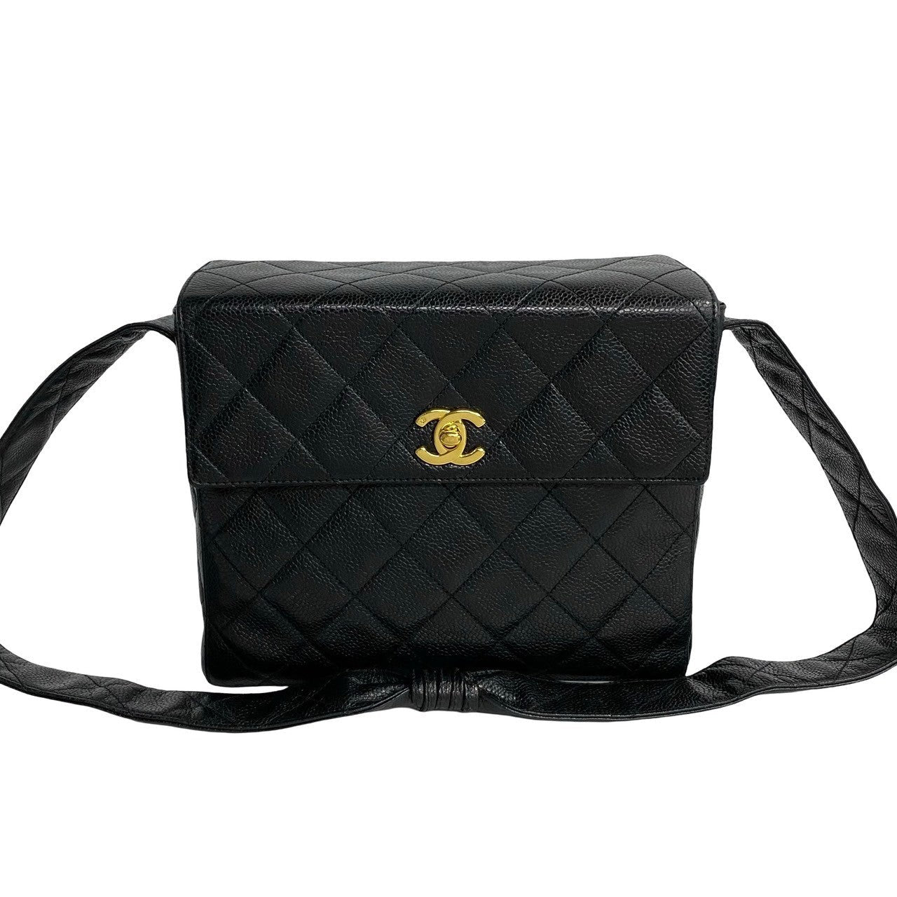 CHANEL Shoulder Bag Matt caviar skin black COCO Mark Caviar skin Matrasse Women