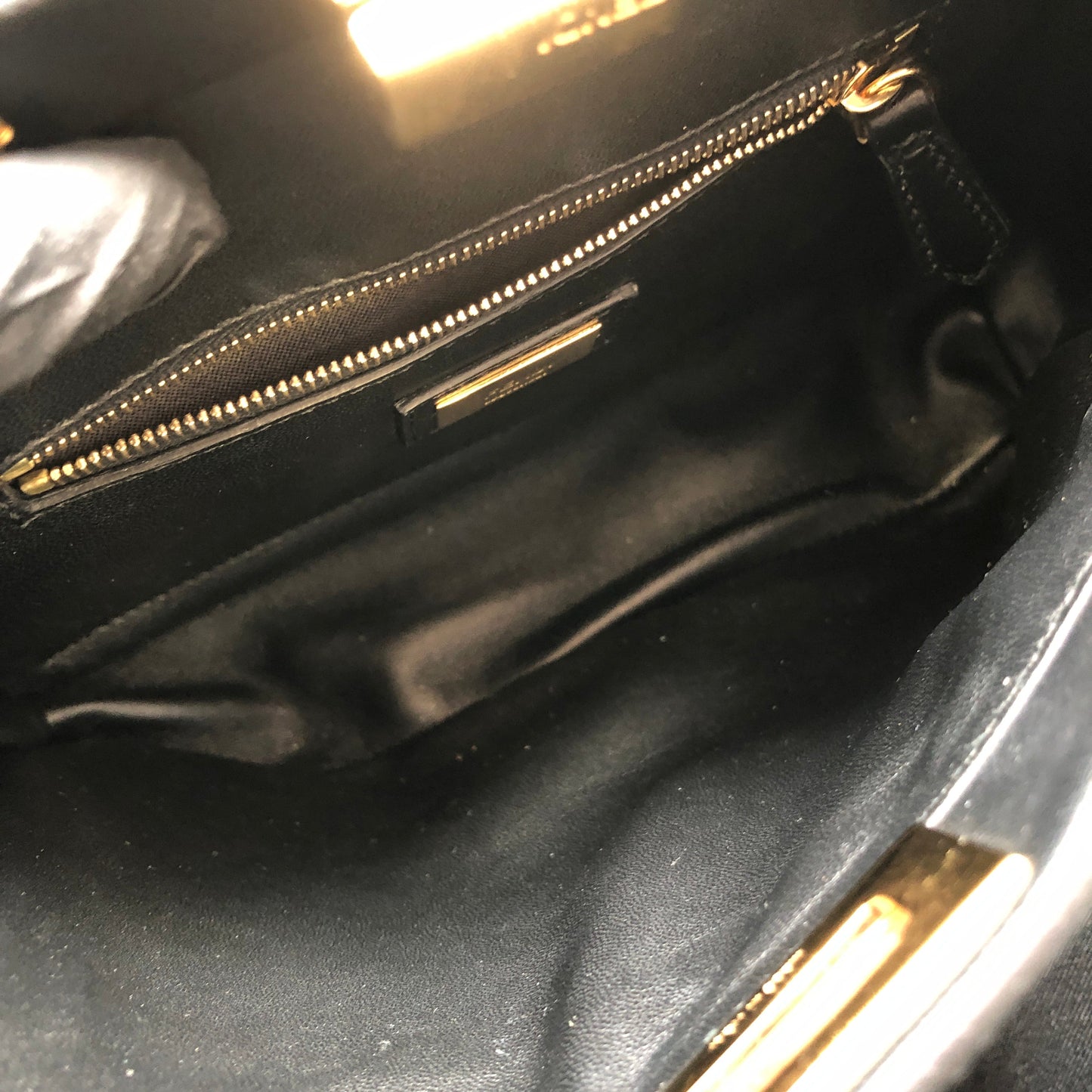 Fendi Mini Black Smooth Leather Peekaboo Handbag