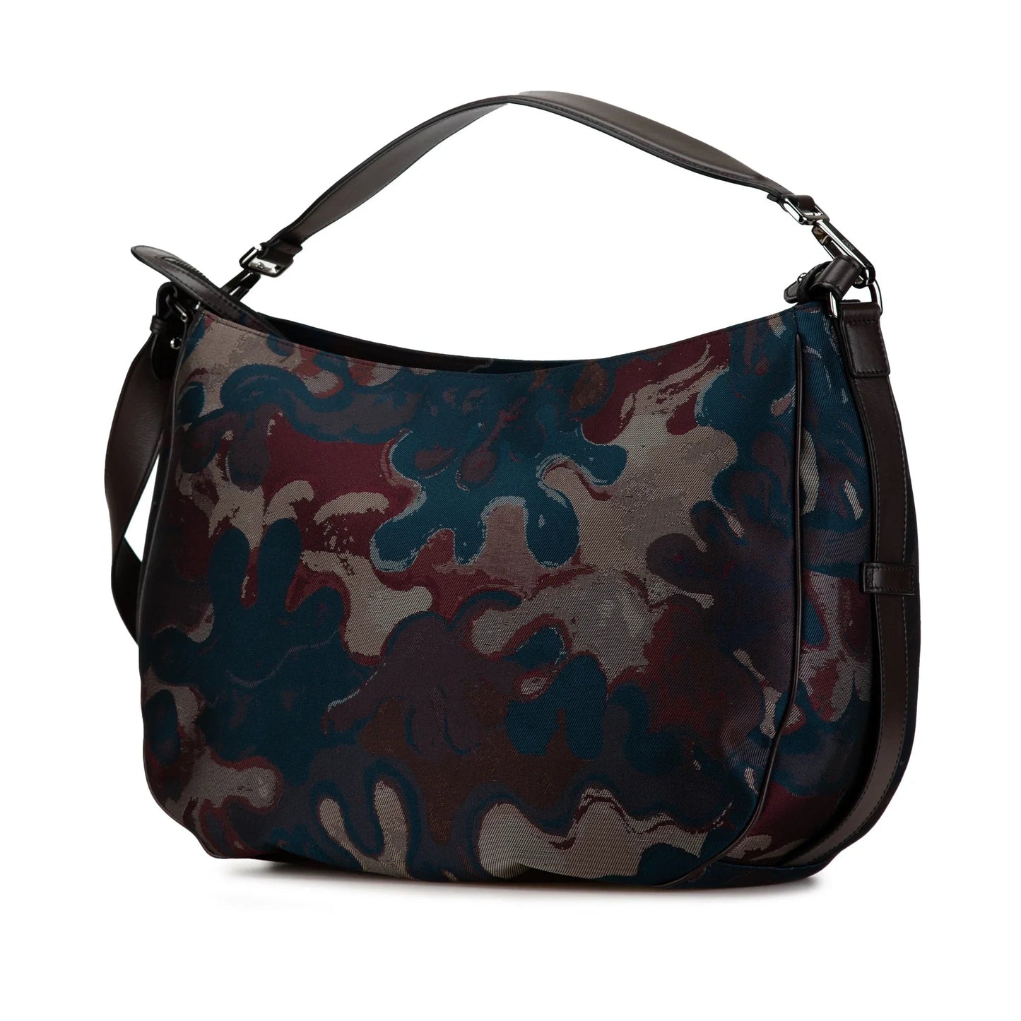 Brown Dior Peter Doig Denim Camouflage Soft Saddle Bag Satchel