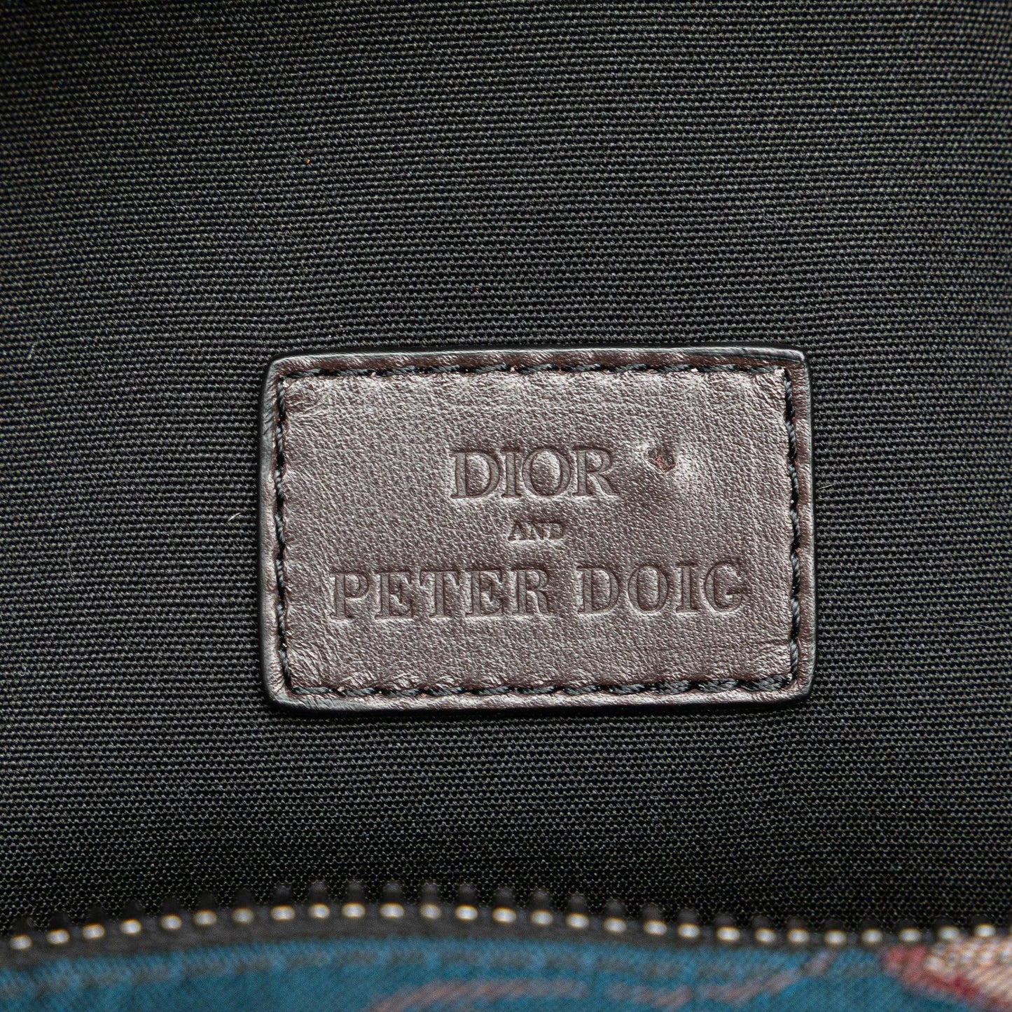 Brown Dior Peter Doig Denim Camouflage Soft Saddle Bag Satchel