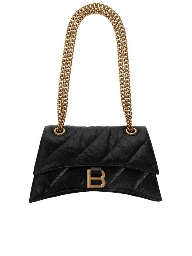 Luxury Balenciaga Trending 2026 Women's Crush Logo Gold Chain Small Shoulder Bag Black