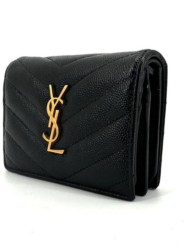 Luxury Saint Laurent Trending 2025 Monogram gold flap card wallet 530841