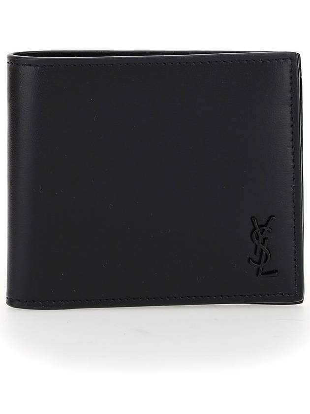 Luxury Saint Laurent Trending 2025 Tiny Cassandre Monogram Half Wallet Black