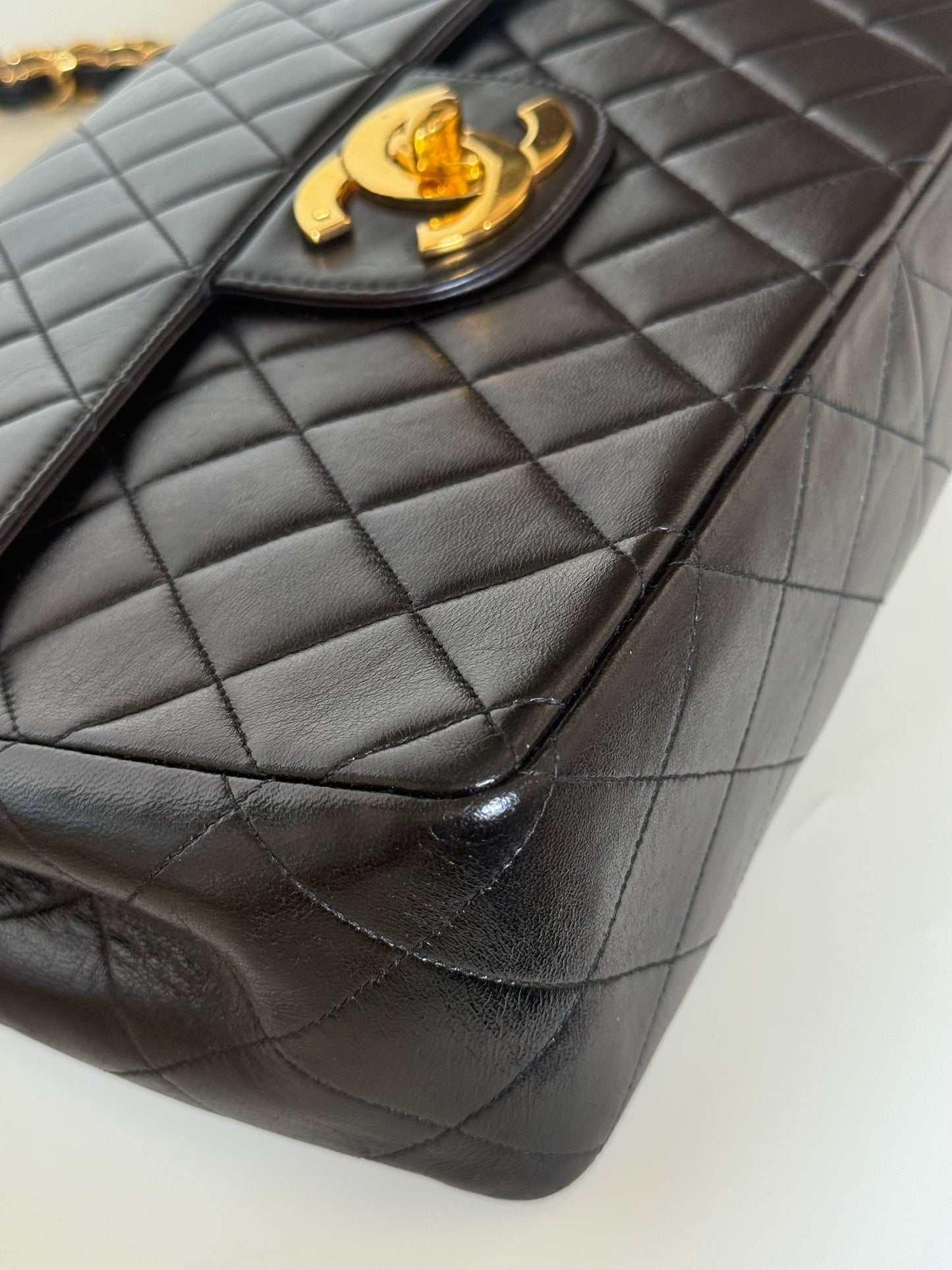 Chanel  Quilted Lambskin Classic Single Flap Bag Jumbo Black