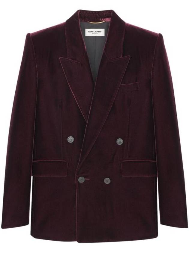 Luxury Saint Laurent Trending 2025 Double Breasted Velvet Jacket Red