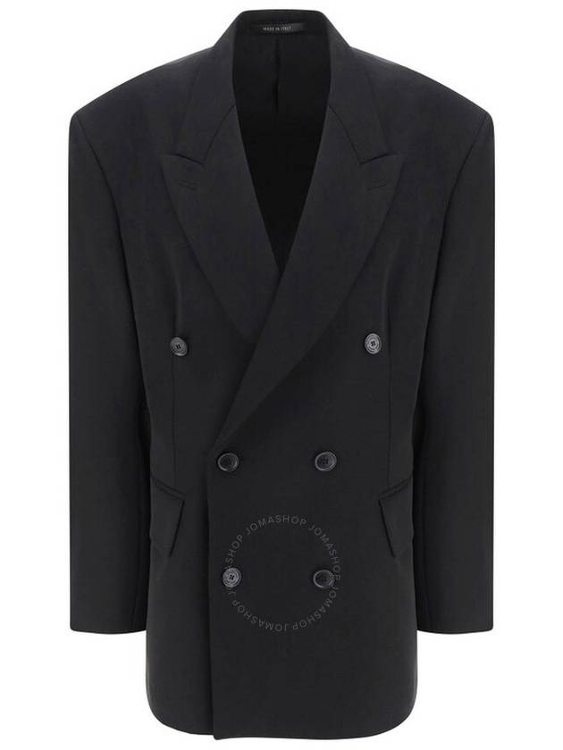 Luxury Balenciaga Trending 2026 Cinched Double Breasted Wool Jacket Black