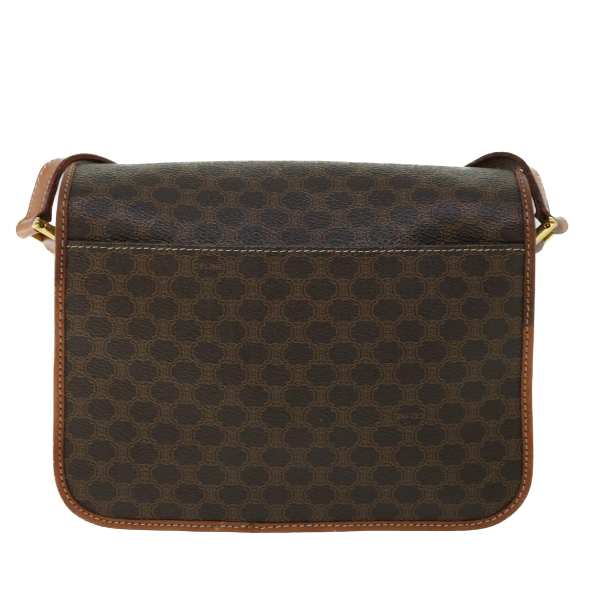 Luxury CELINE Macadam Canvas Shoulder Bag PVC Leather Brown  53340