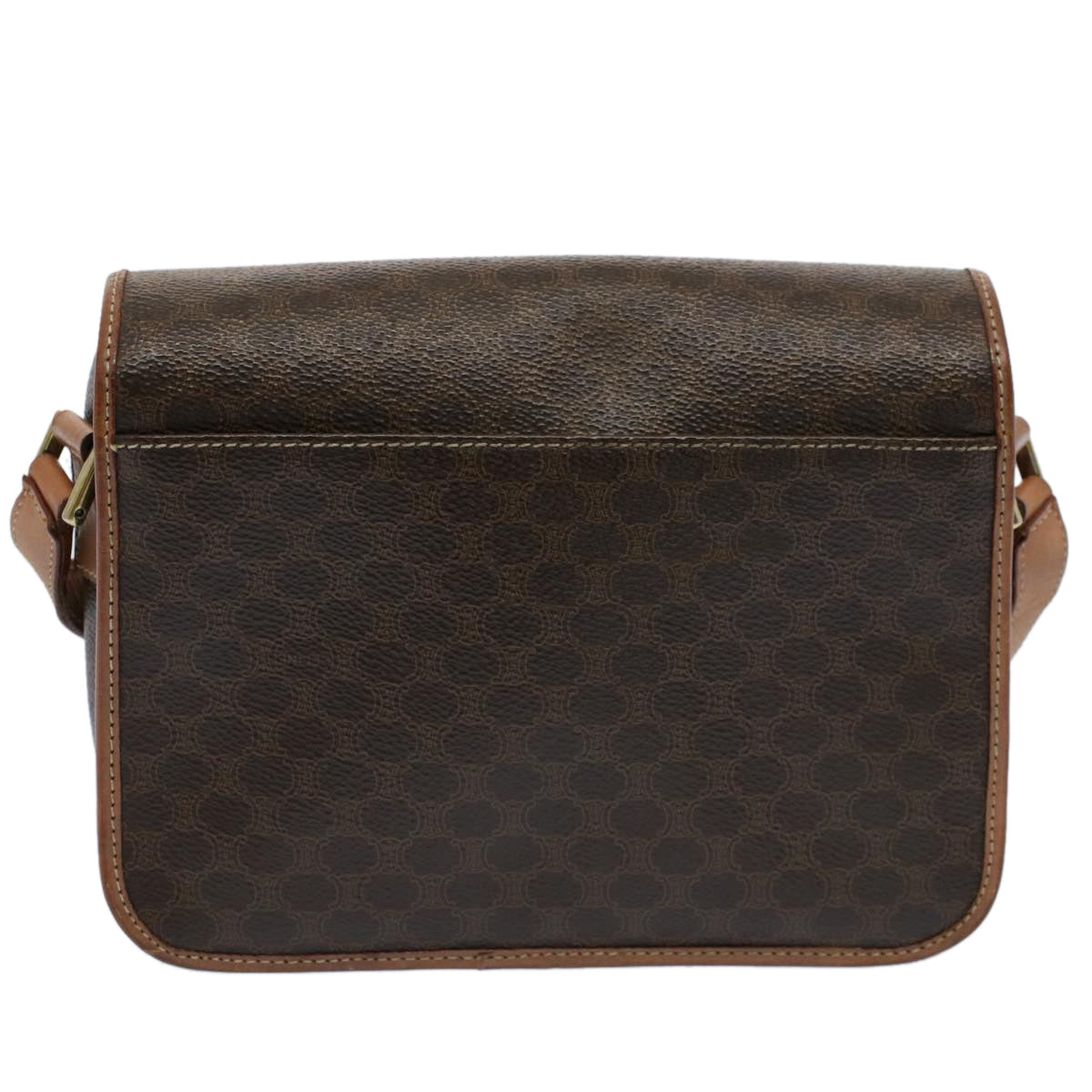 Luxury CELINE Macadam Canvas Shoulder Bag PVC Leather Brown  53391