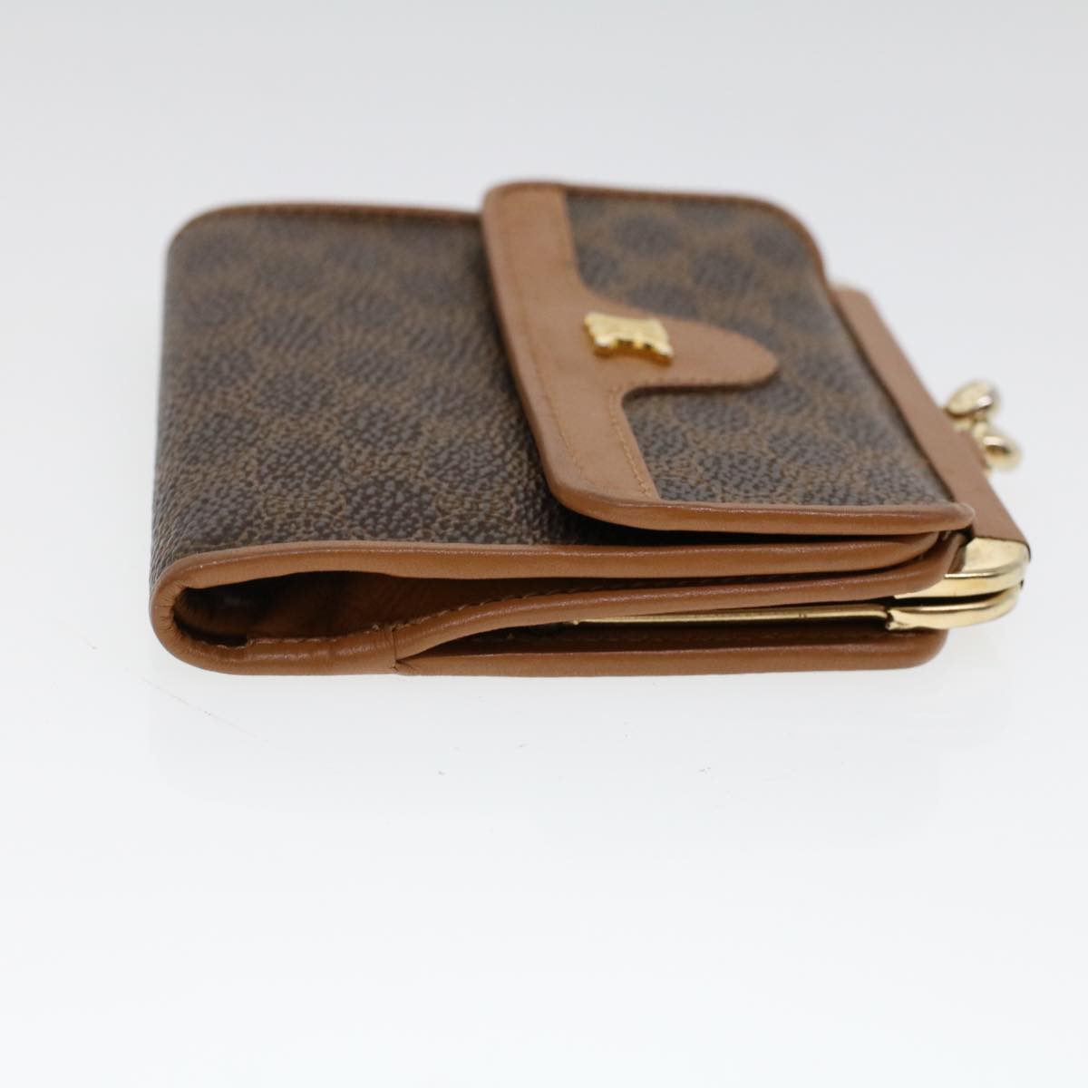 Luxury CELINE Macadam Canvas Gamaguchi Wallet PVC Leather Brown  53477