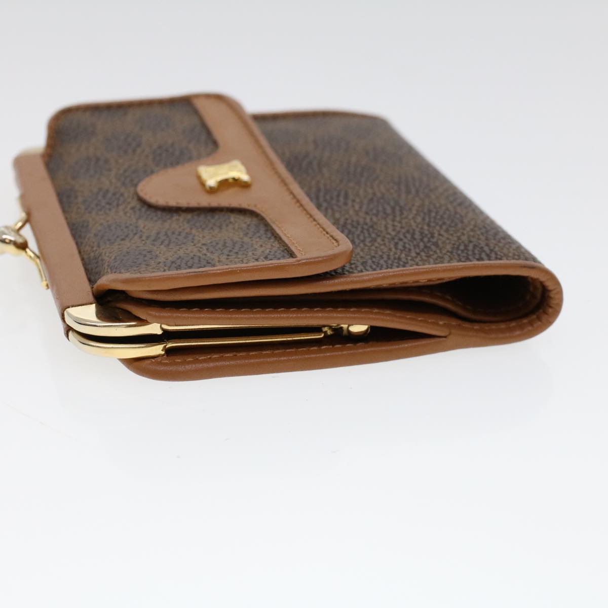 Luxury CELINE Macadam Canvas Gamaguchi Wallet PVC Leather Brown  53477