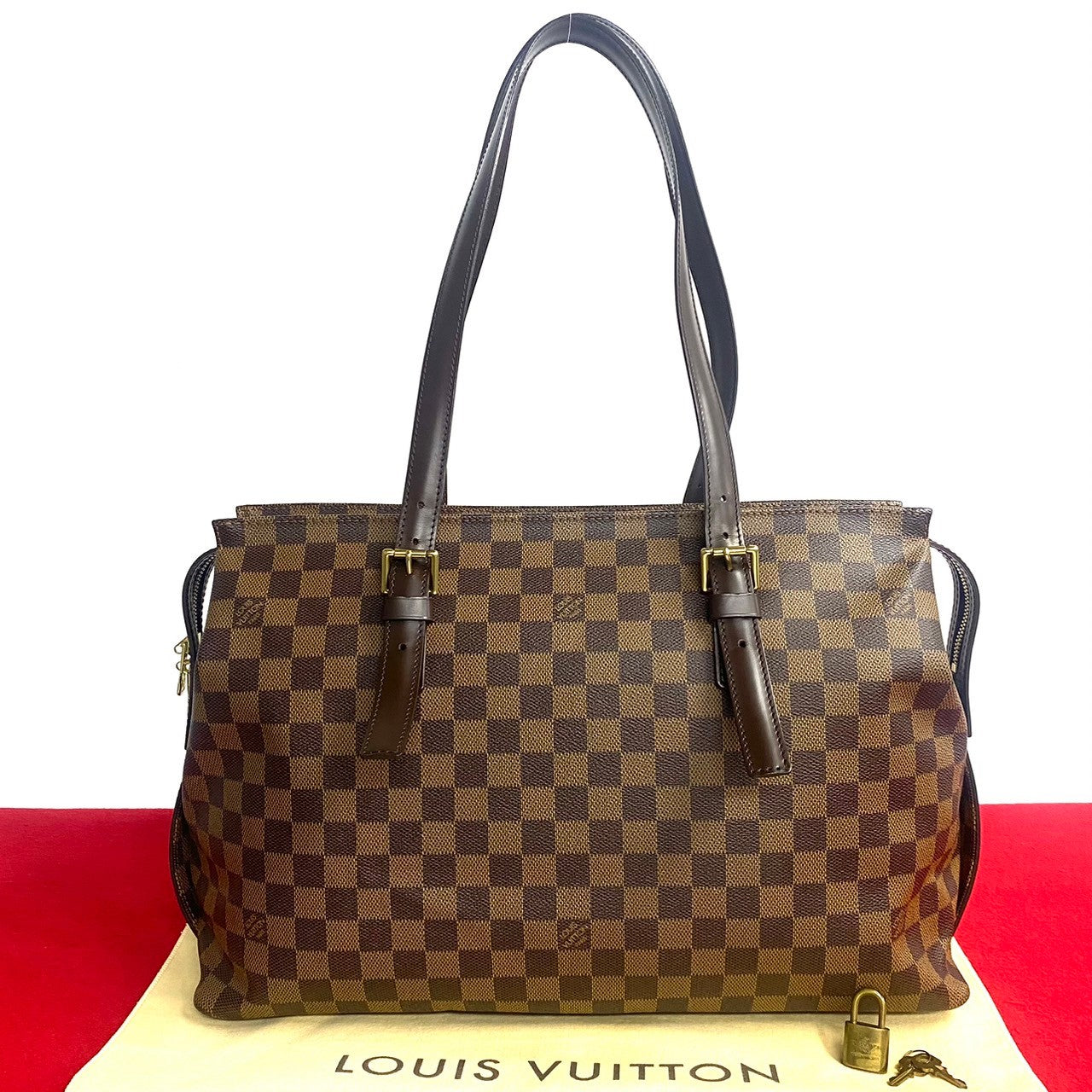 LOUIS VUITTON Tote Bag N51119 Leather, PVC Brown Damier Chelsea Women