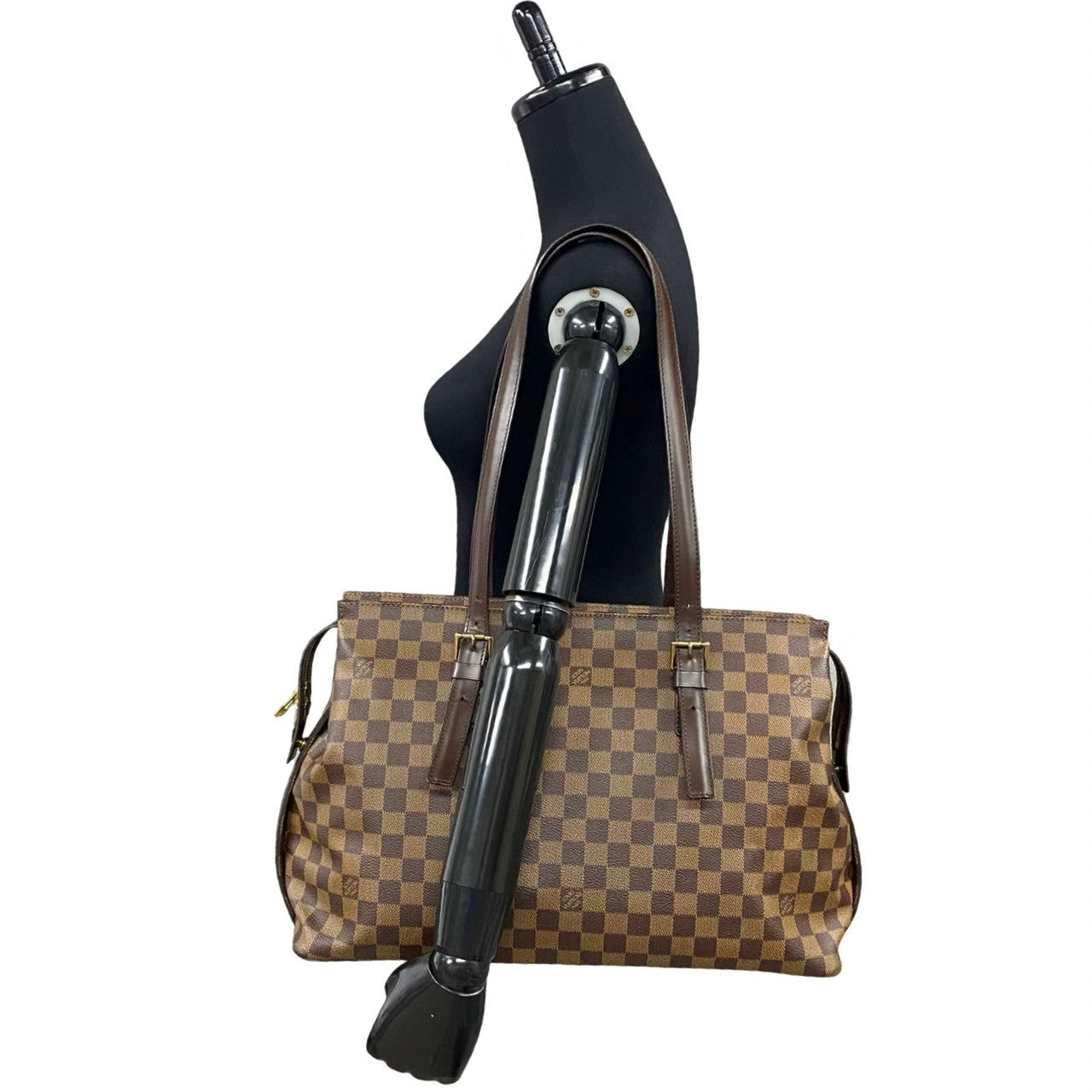 LOUIS VUITTON Tote Bag N51119 Leather, PVC Brown Damier Chelsea Women