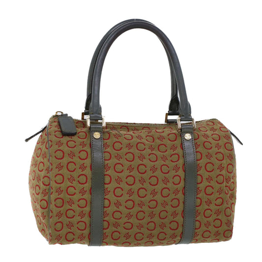 Luxury CELINE C Macadam Canvas Hand Bag Leather Khaki  53734