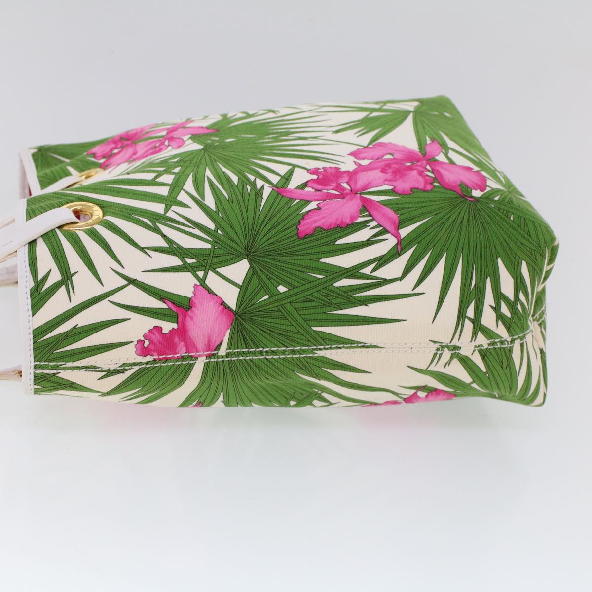 Luxury CELINE Botanical Pattern Tote Bag Canvas Green Pink  53737