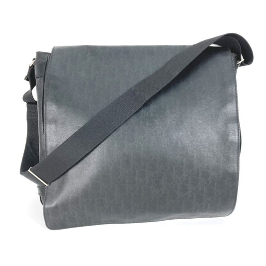 DIOR HOMME Shoulder Bag PVC black Crossbody flap Trotter Oblique logo mens