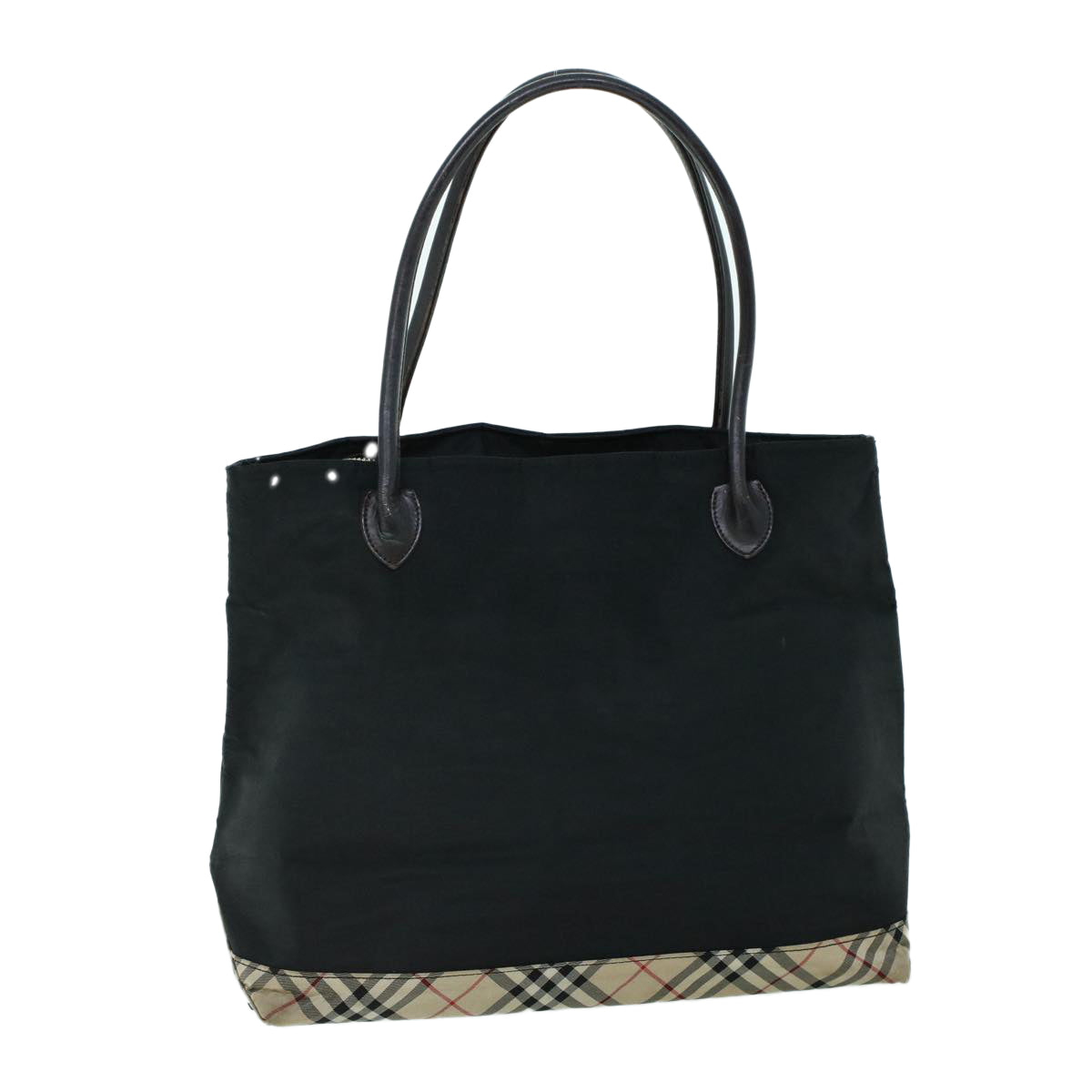 Luxury Burberry Nova Check Shoulder Bag Nylon Leather Beige Black Auth 53791