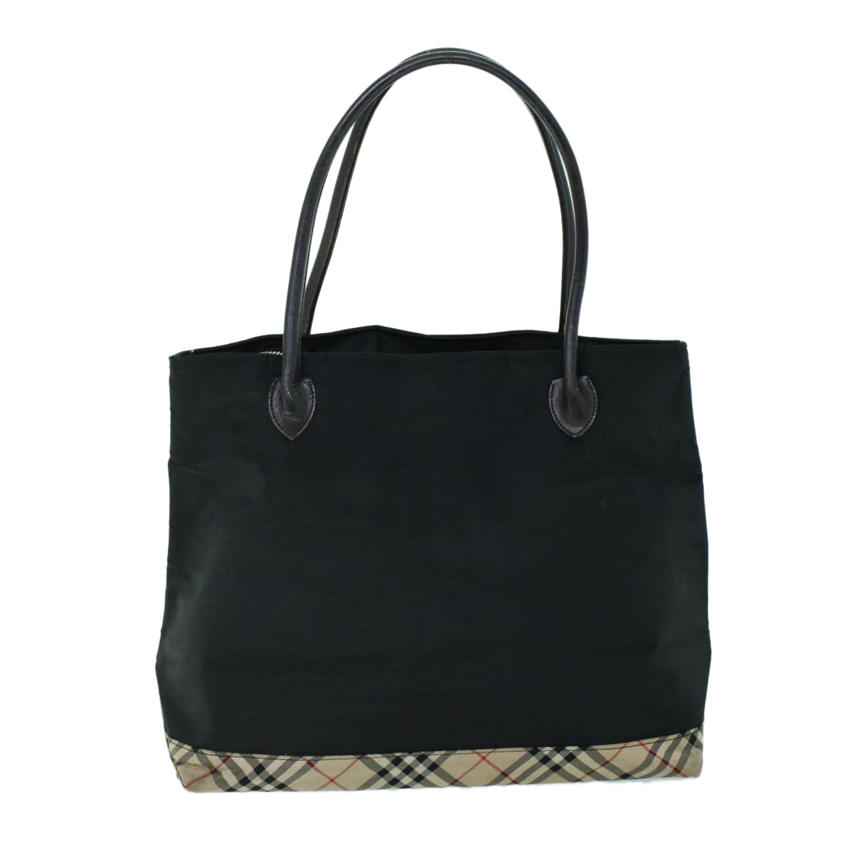 Luxury Burberry Nova Check Shoulder Bag Nylon Leather Beige Black Auth 53791